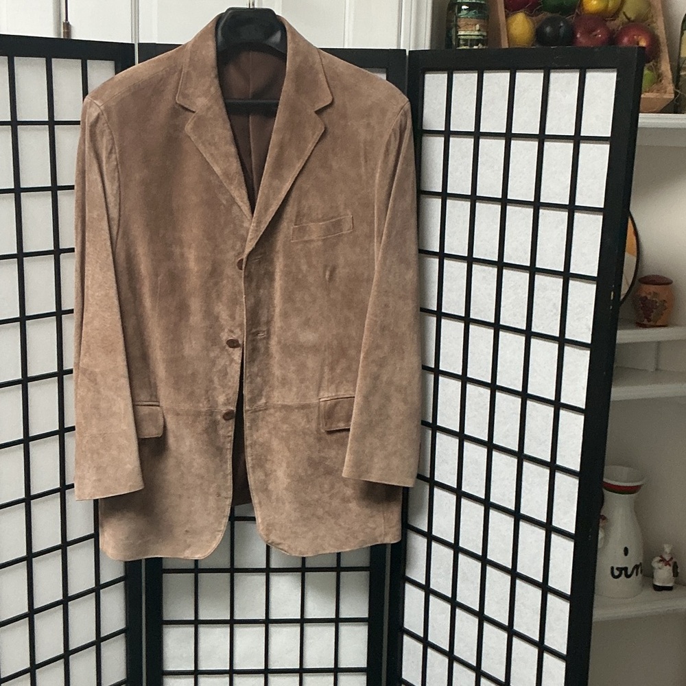Stafford Men's Light Brown Suede Sport Coat see measurements